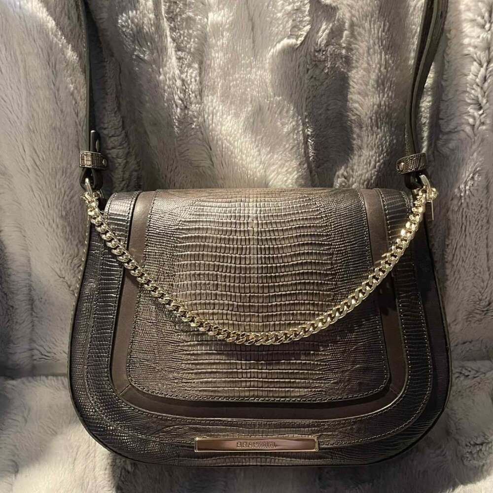 Brahmin Grey Leather Crossbody Bag